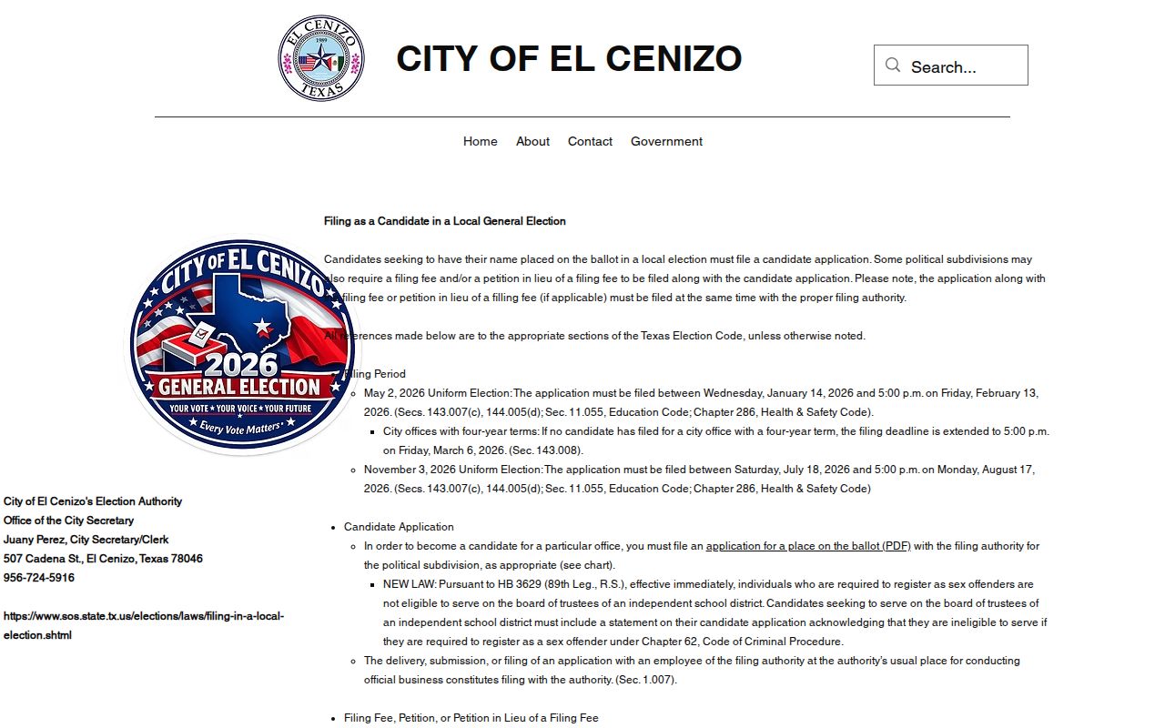 El Cenizo court record source on the official city website