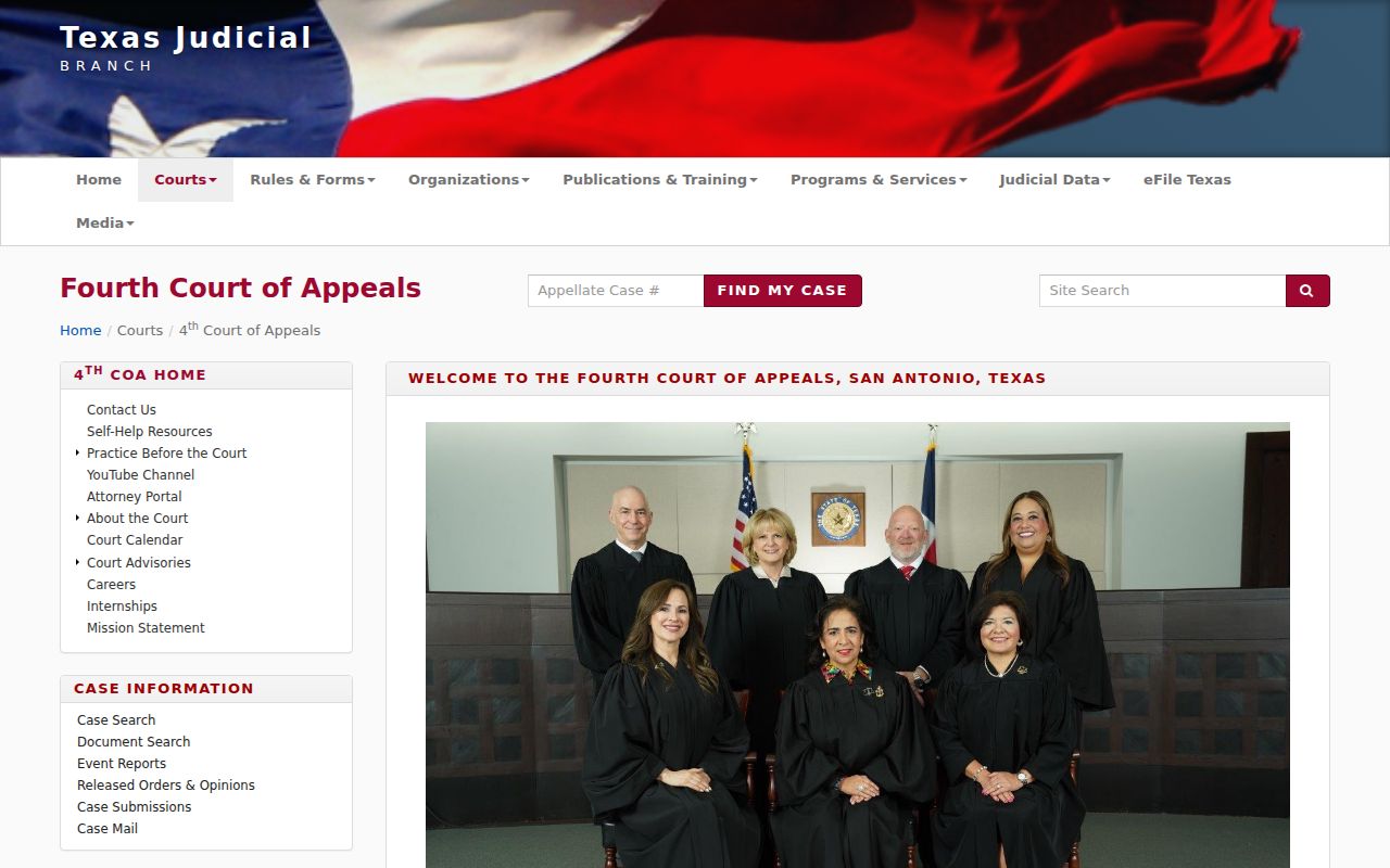 Fourth Court of Appeals record page for Webb County court appeals