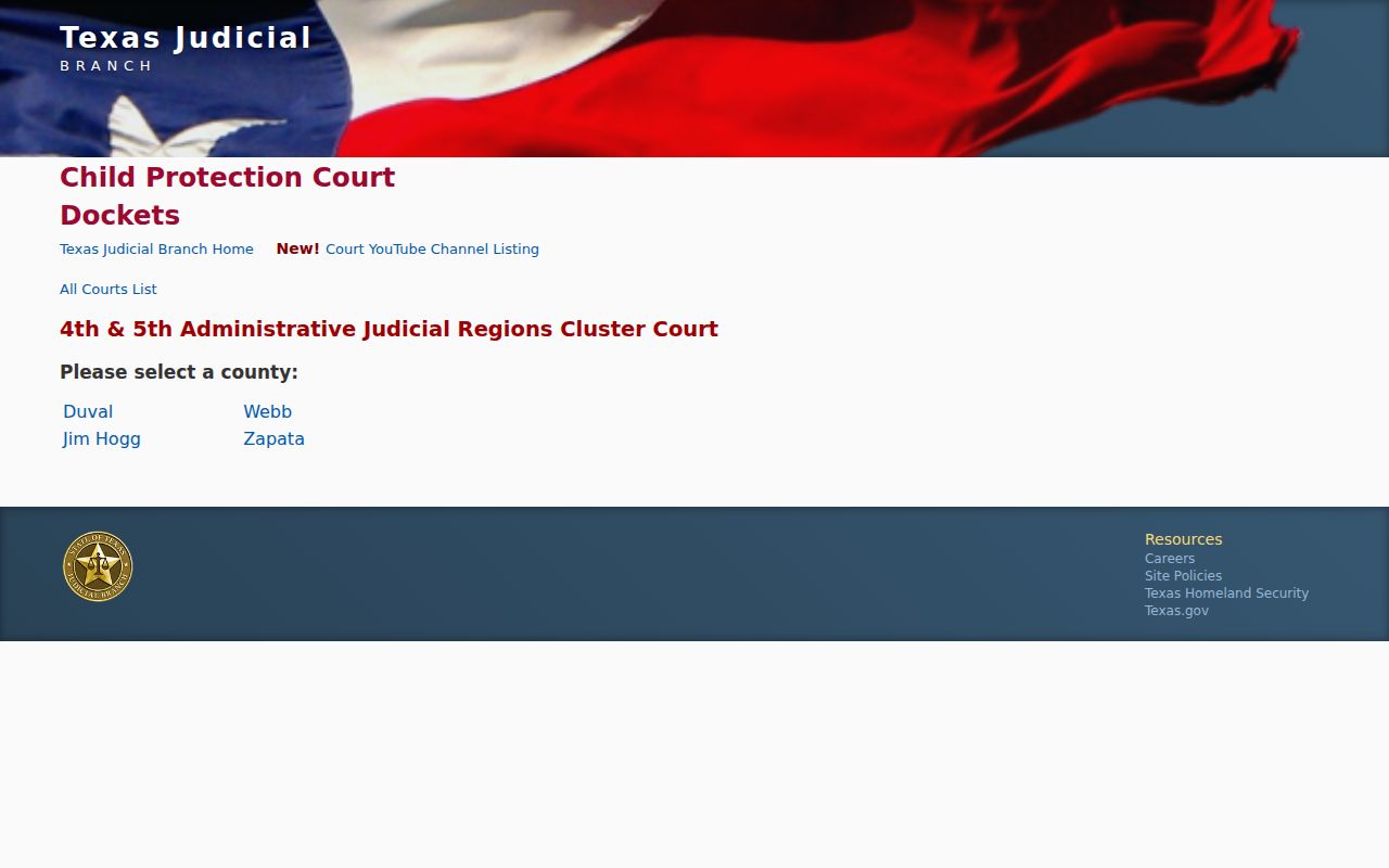 Webb County child protection court docket list
