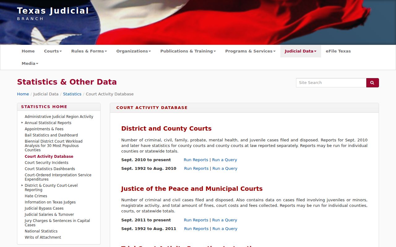 Webb County court record activity database
